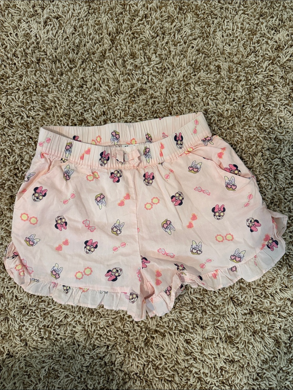 Janie and Jack Pink Minnie Mouse Print Ruffle Shorts